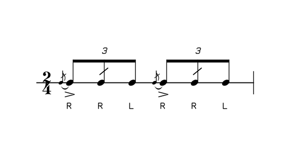 Swiss Drag drum rudiment notation